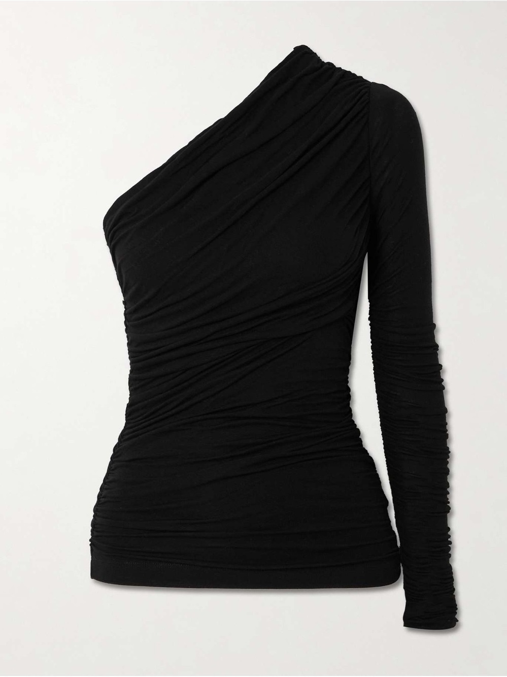 AGOLDE Annette one-shoulder ruched stretch-jersey top NWT